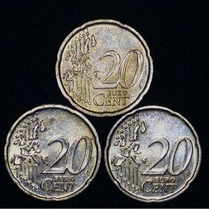 Set of Three 20 Euro Cent Coins